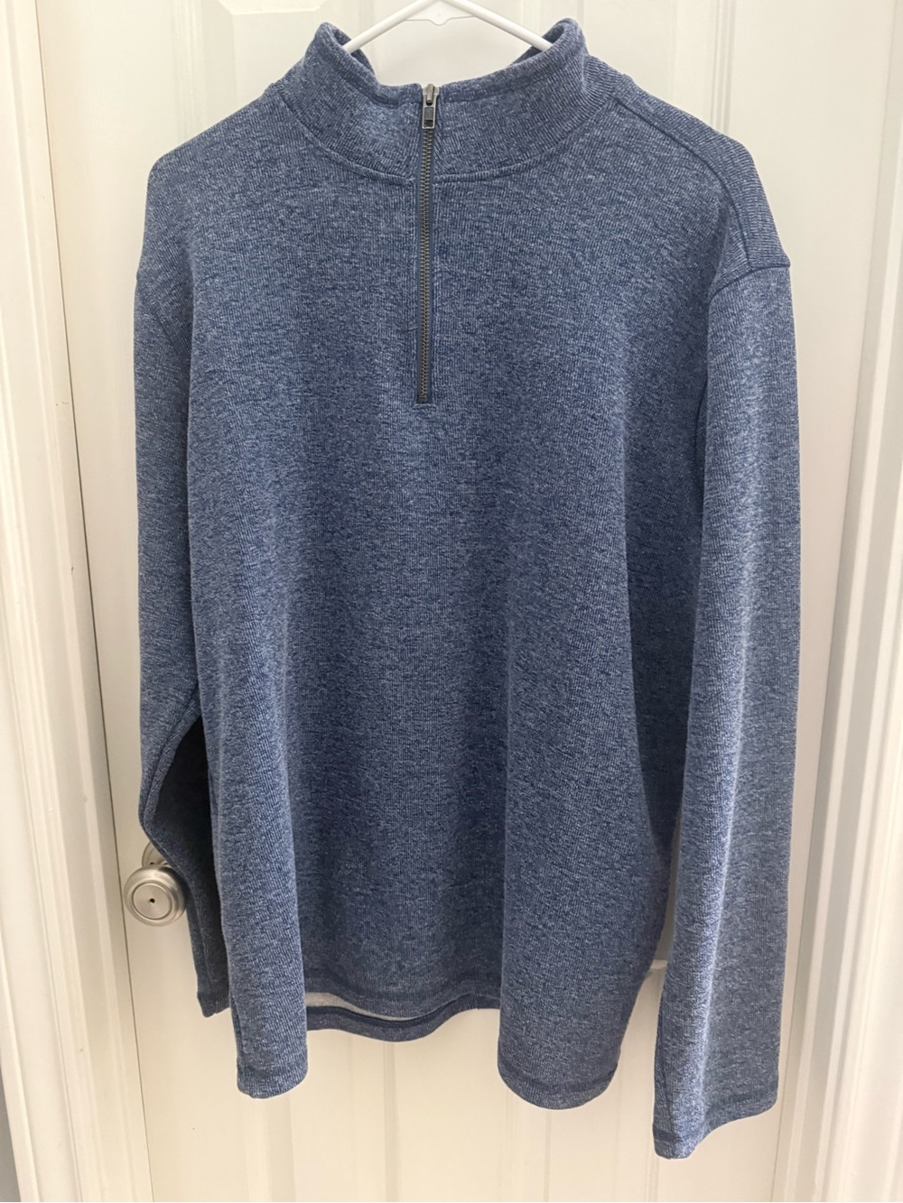 Men's Quarter-Zip Heather Blue Sweater